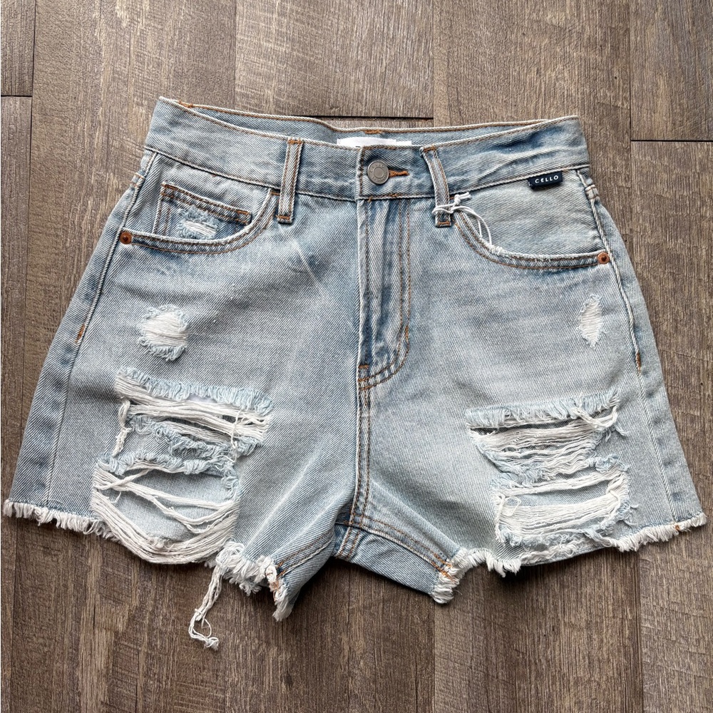 Cello Women's Ripped Jean Shorts - Light Blue
